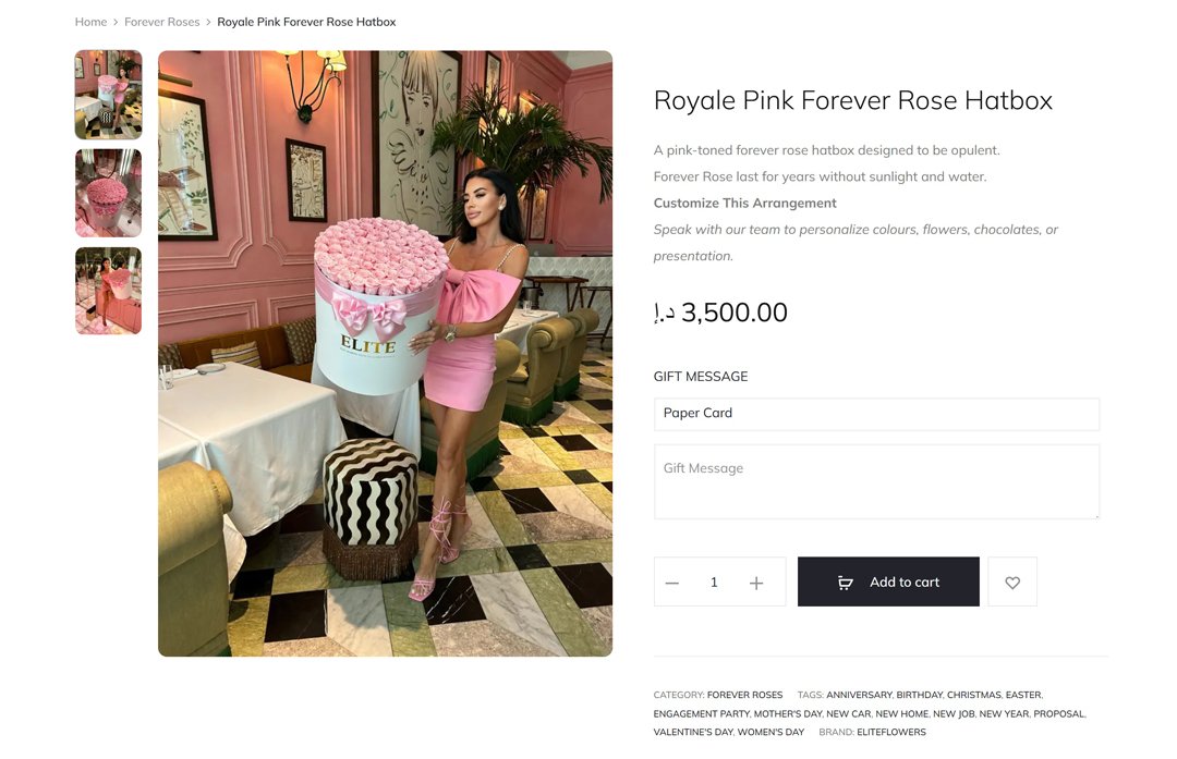 Elite Flowers Dubai product page