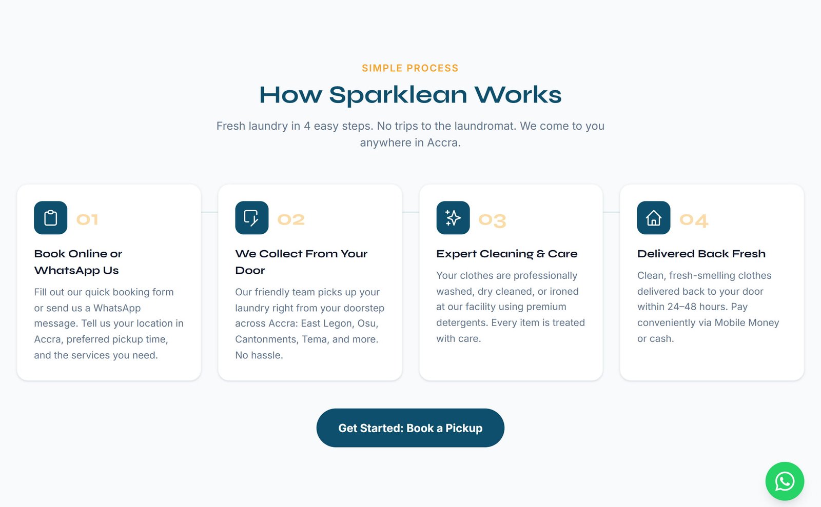 Sparklean booking process